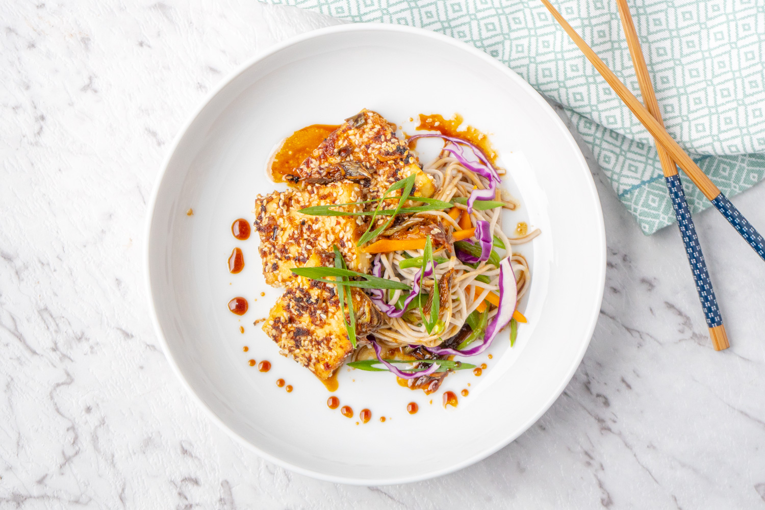 Soba Noodle Salad With Sesame Crusted Tofu Asian Inspirations