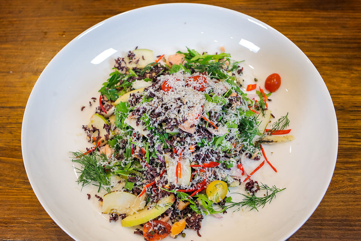 Riceberry Hot Smoked Salmon Salad