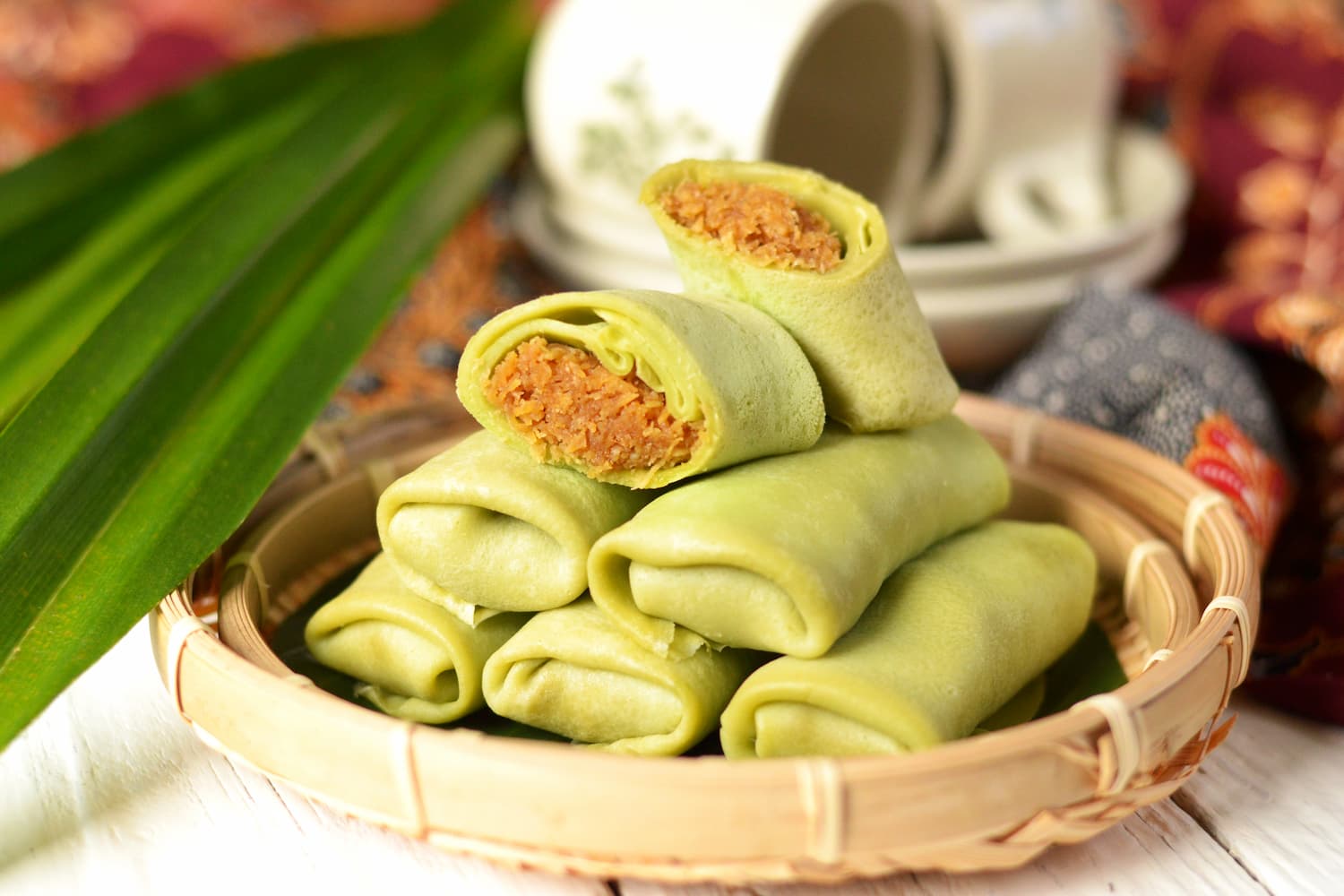 Pandan Coconut Crepes Mini Kueh Dadar Gulung Asian Inspirations