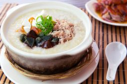 Minced Pork with Century Egg and Salted Egg Congee