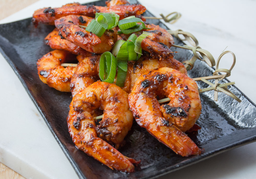 Spicy Grilled Shrimp Skewers (Gochujang Saewu Gui) - Korean Bapsang