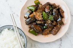 Korean Stir Fried Eggplants (Gaji Bokkeum)