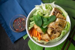 Vegan Tofu and Spring Roll Vermicelli Salad