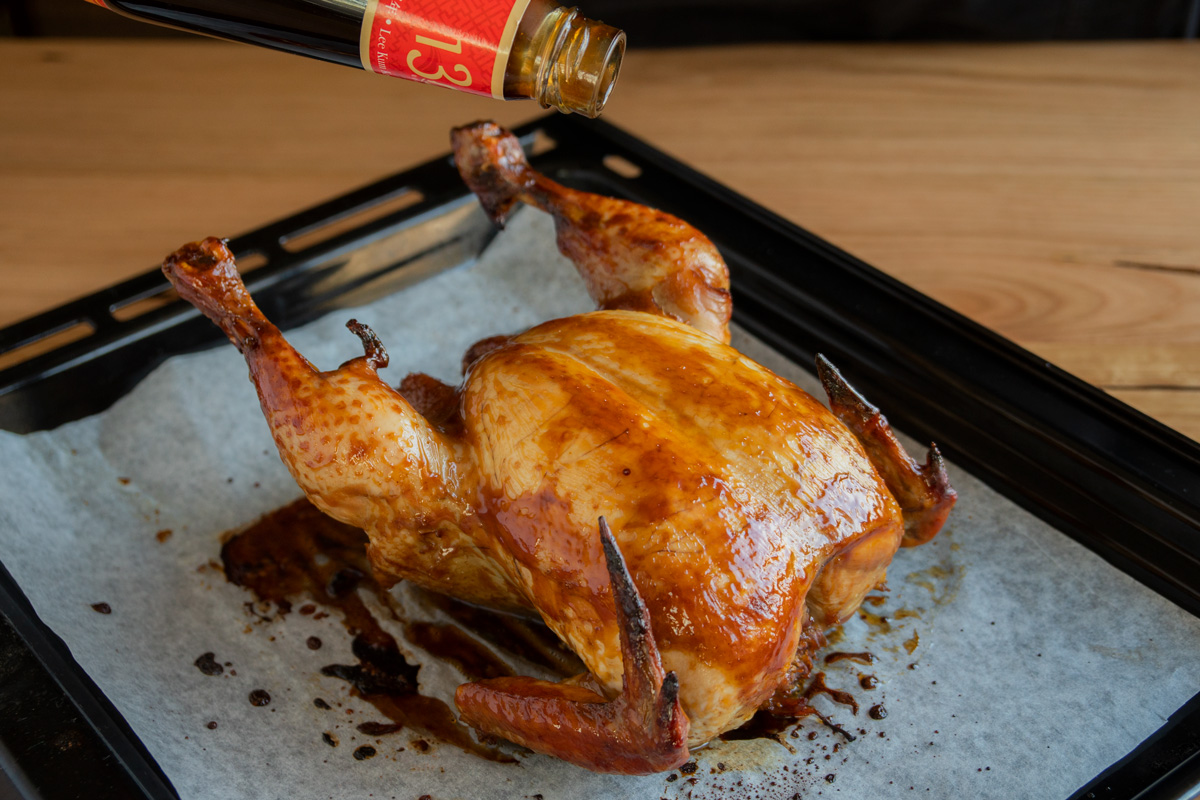 Roast Chicken With Honey And Oyster Sauce Glaze Asian Inspirations