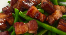 Sticky Pork Belly and Green Beans