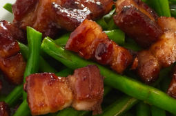 Sticky Pork Belly and Green Beans