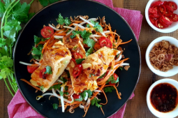 Prawn Omelette with Bean Sprout Salad