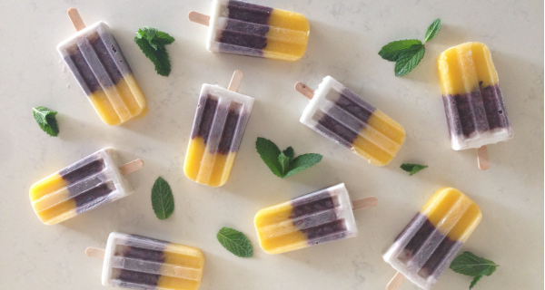 Thai Black Sticky Rice Popsicle with Coconut and Mango