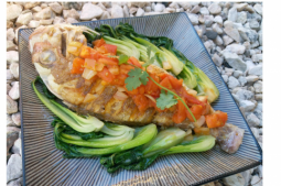 Whole Snapper with Vietnamese Sauteed Tomatoes and Bokchoy