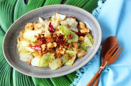 Stir Fried Cabbage with Dried Shrimps and Glass Noodles