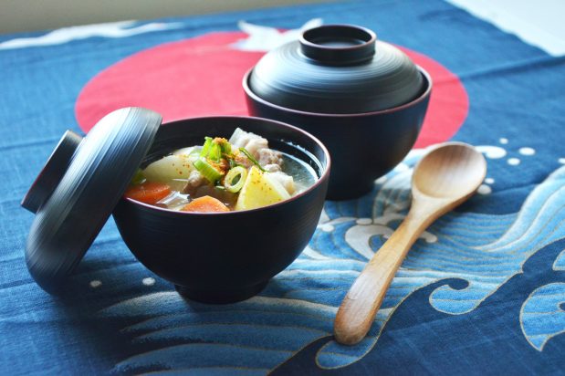 Japanese Pork and Vegetables Miso Soup (Tonjiru)