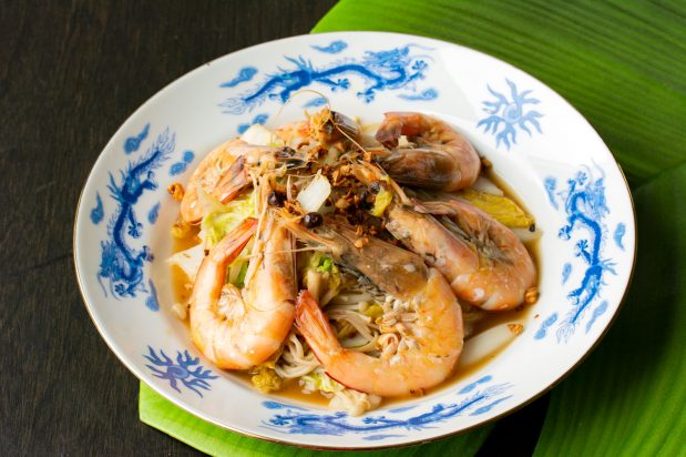 Stir Fried Wombok with Prawns