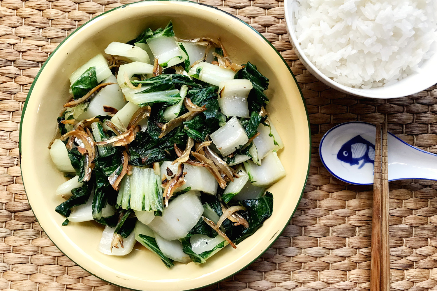 Stir Fried Bok Choy with Dried Anchovies | Asian Inspirations