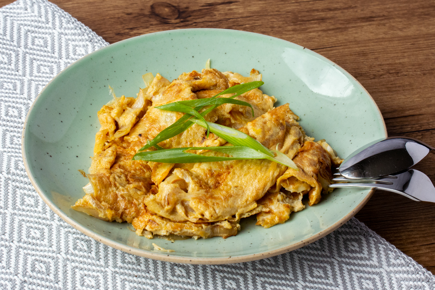 Pan Fried Omelette with Onion Asian Inspirations