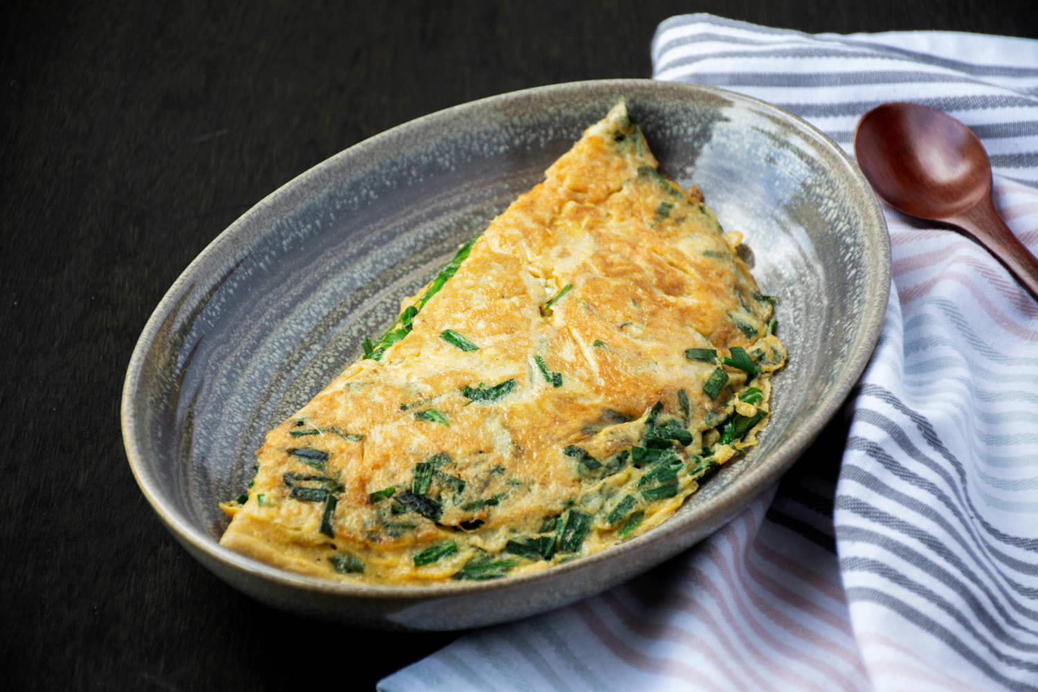 Pan Fried Omelette  with Chives Asian Inspirations