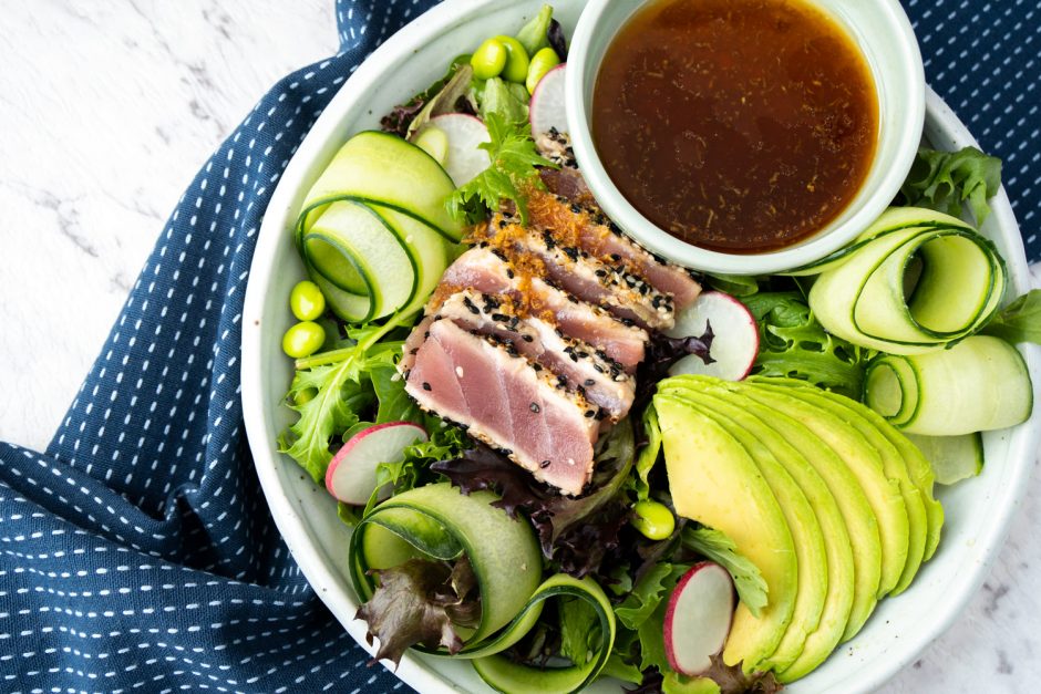 Seared Sesame Crusted Tuna Salad Asian Inspirations