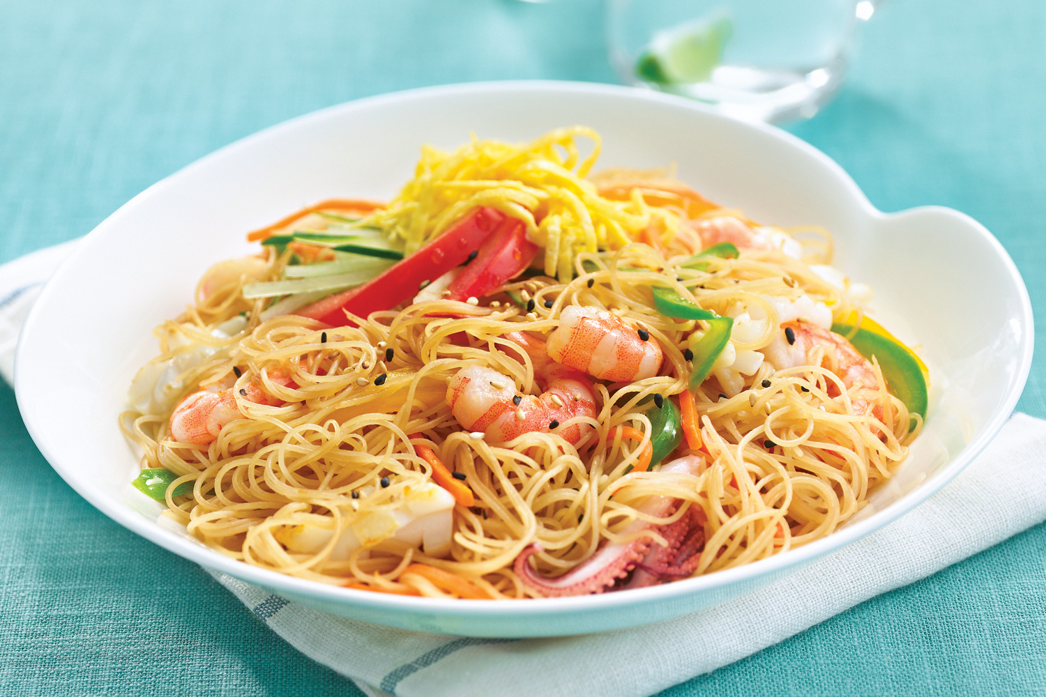 Stir Fried Rice Vermicelli with Seafood Asian Inspirations