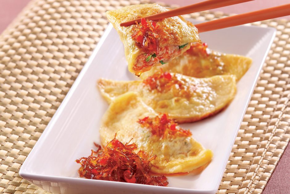 Pan Fried Egg Dumplings with XO Sauce Asian Inspirations