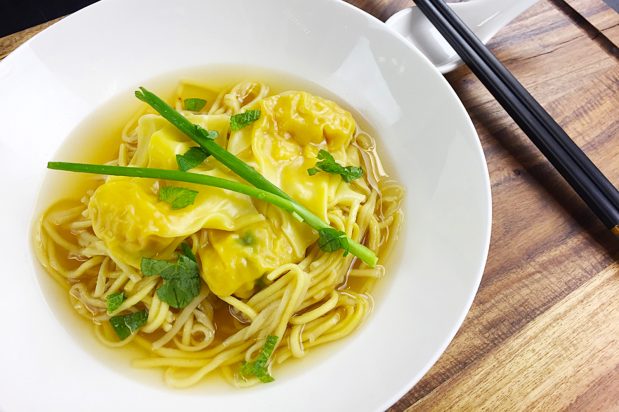 Noodle and Prawn Dumpling Soup