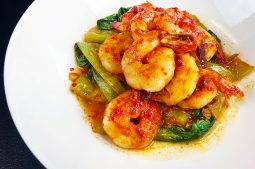 Chilli Garlic Prawns with Chinese Vegetable (Bok Choy)