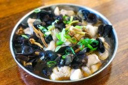 Steamed Chicken with Black Fungus and Dried Lily Buds