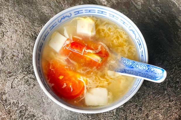 Tomato Tofu Egg Drop Soup