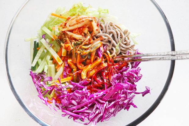 Korean Spicy, Sweet and Vinegary Noodles (Bibim Guksu)