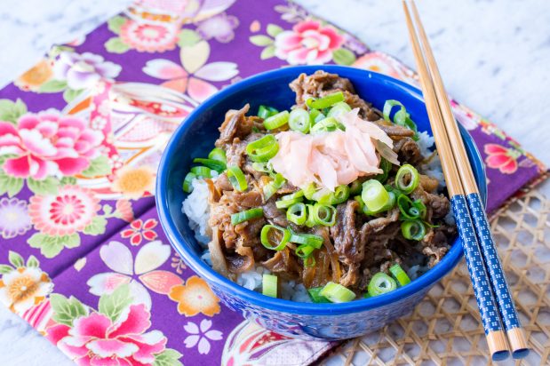 Japanese Beef Bowl with Rice (Gyudon)