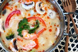 Creamy Tom Yum Soup with Prawns