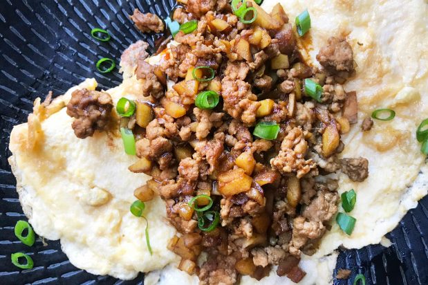 Chinese Pan Fried Omelette with Minced Meat