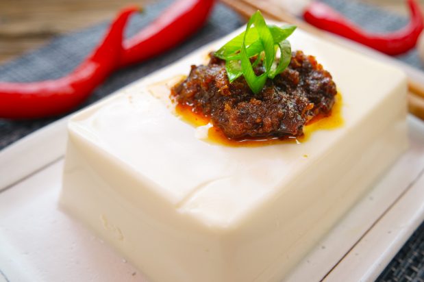 Steamed Silken Tofu with Spicy Shallot Sauce