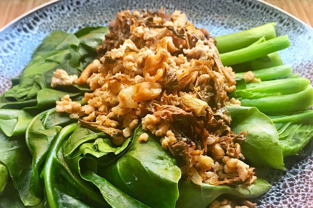Chinese Broccoli with Minced Pork and Preserved Mustard