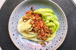 Leafy Greens with Minced Meat, Preserved Radish and Mushroom