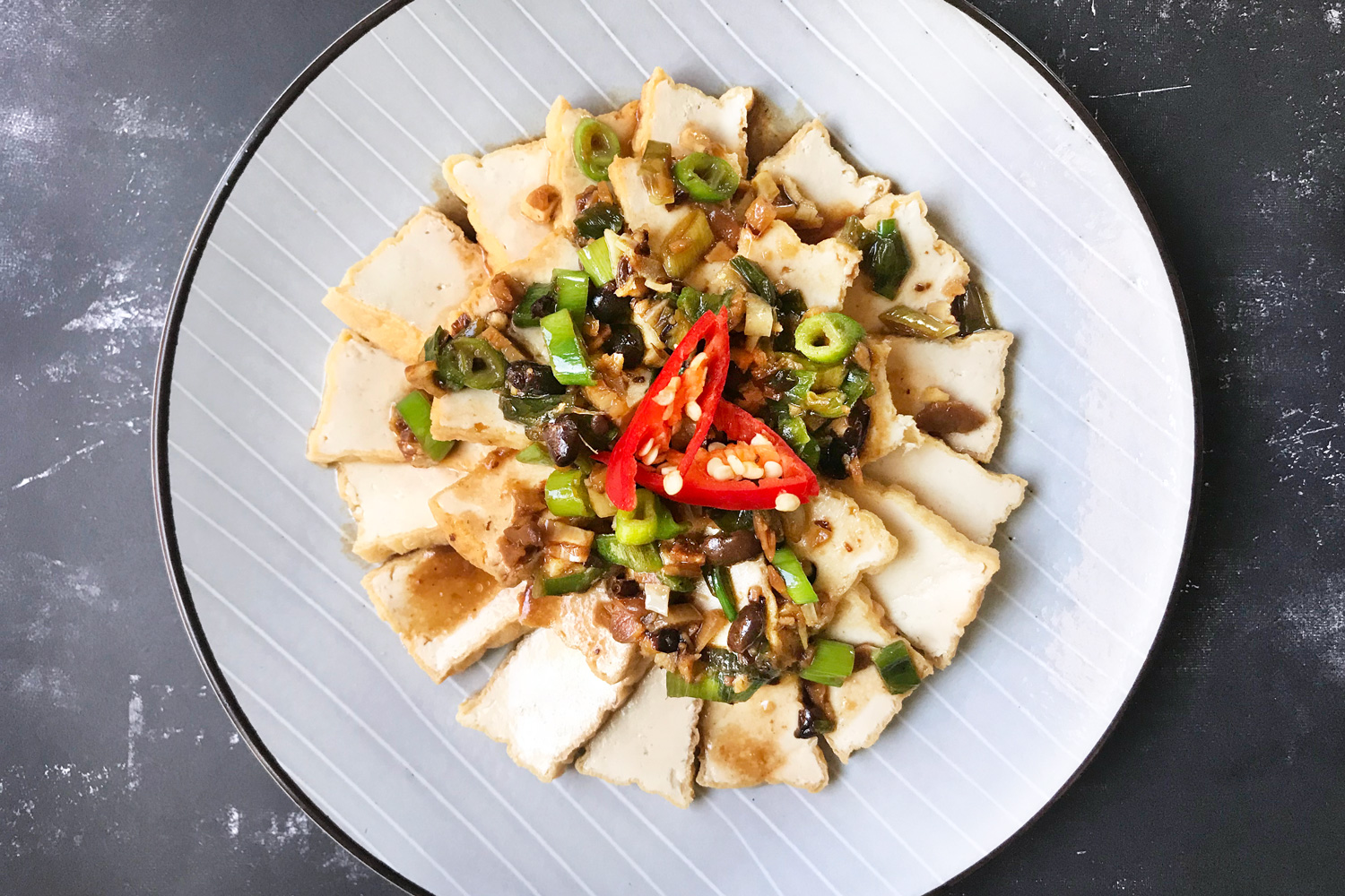 Vegetarian Steamed Tofu with Black Bean Sauce | Asian Inspirations