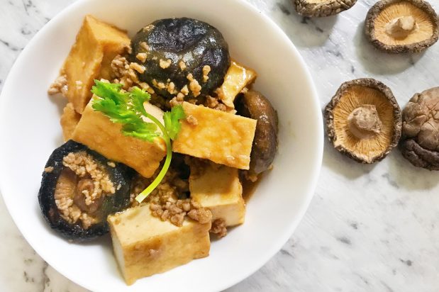Stir Fried Minced Meat with Shiitake Mushrooms and Tofu