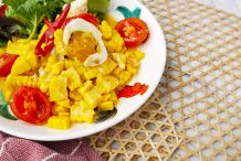 Thai Spicy Corn and Salted Egg Salad (Som Tum Khao Pod)