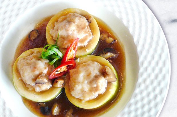 Stuffed Hairy Gourd in Oyster Sauce