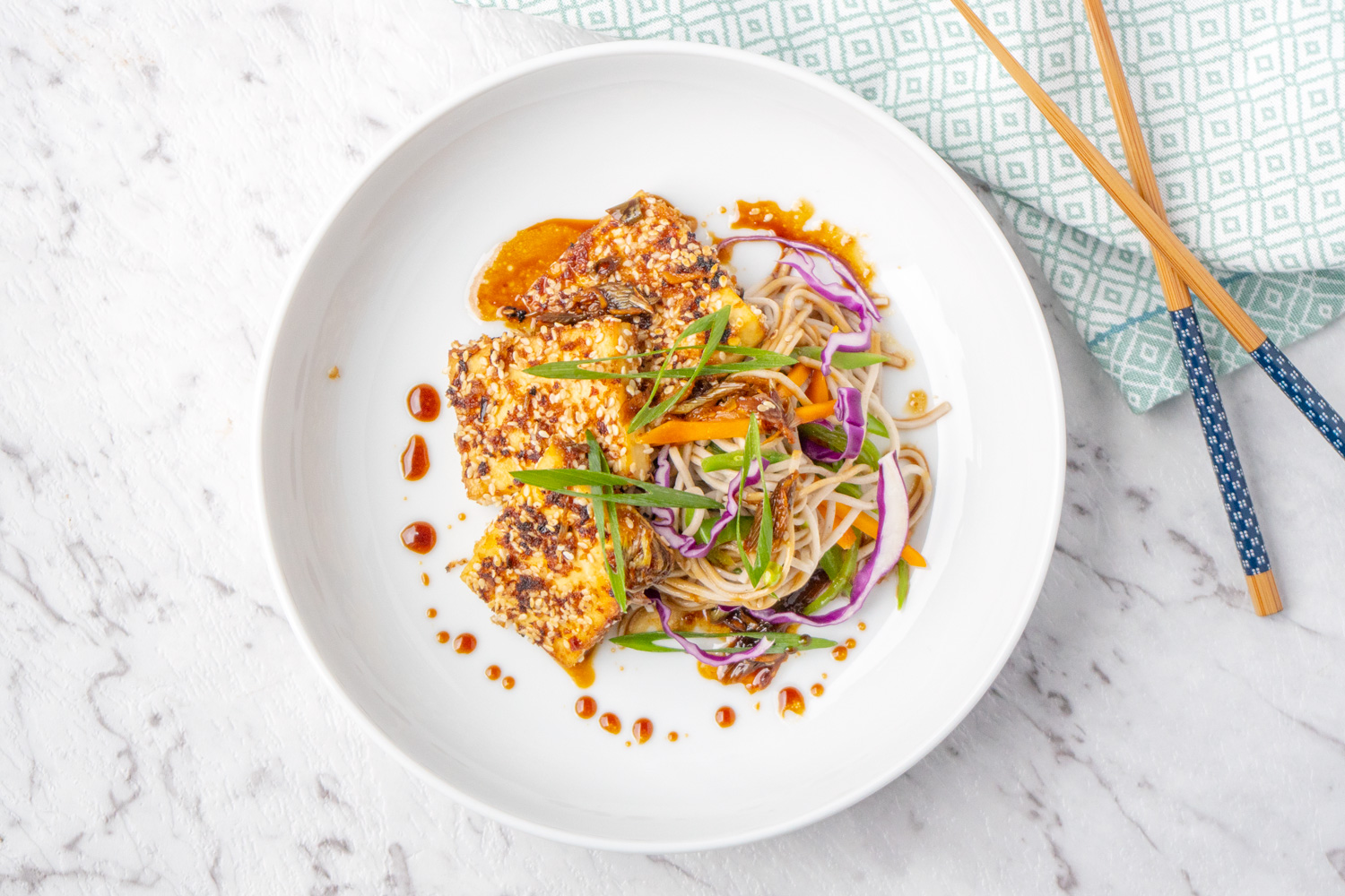 Soba Noodle Salad with Sesame Crusted Tofu | Asian Inspirations