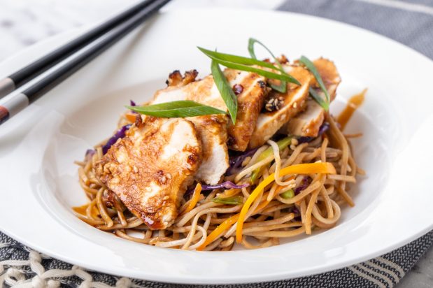 Soba Noodle Salad with Sesame Crusted Chicken