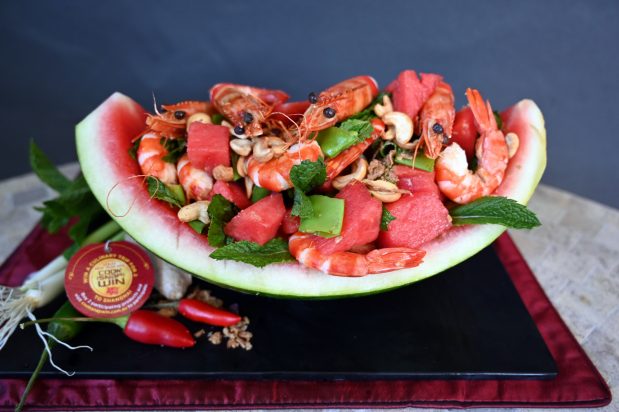 Watermelon and Prawn Salad with Thai Dressing