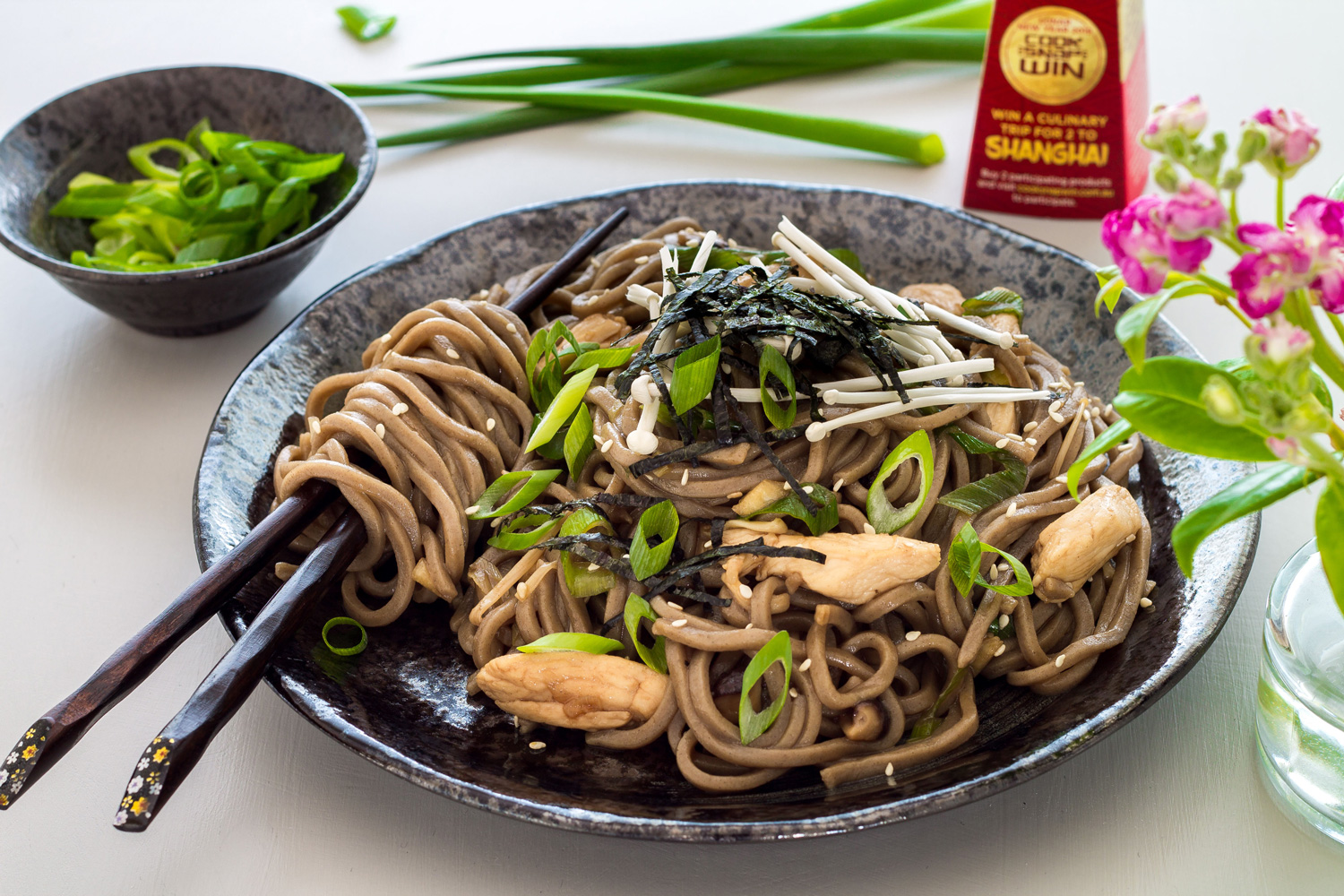 Soba Noodles with Chicken & Mushrooms. 