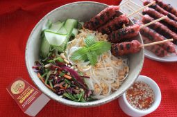 Vietnamese Grilled Pork Sausage Vermicelli Salad (Bun Nem Nuong with Nuoc Cham)