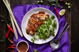 Red Curry Grilled Chicken with Tamarind Sauce (Gai Yang Ka Ti Kab Jeaw Makham)