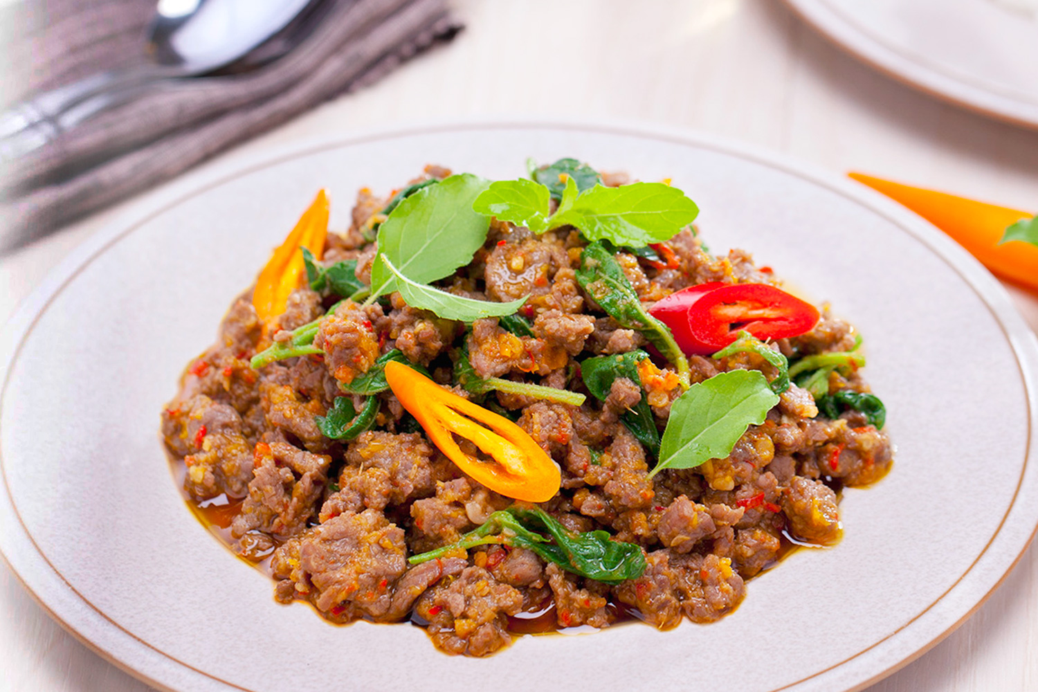 Thai Spicy Basil Beef Stir Fry Nua Pad Kaprow Asian Inspirations 