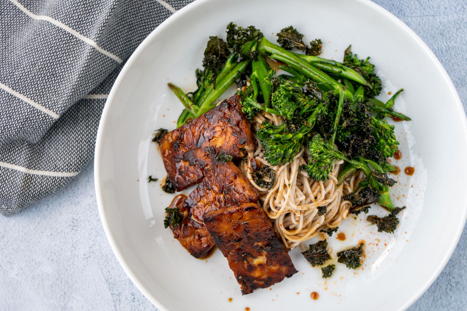 Honey Soy Tempeh Soba Noodle Salad Asian Inspirations