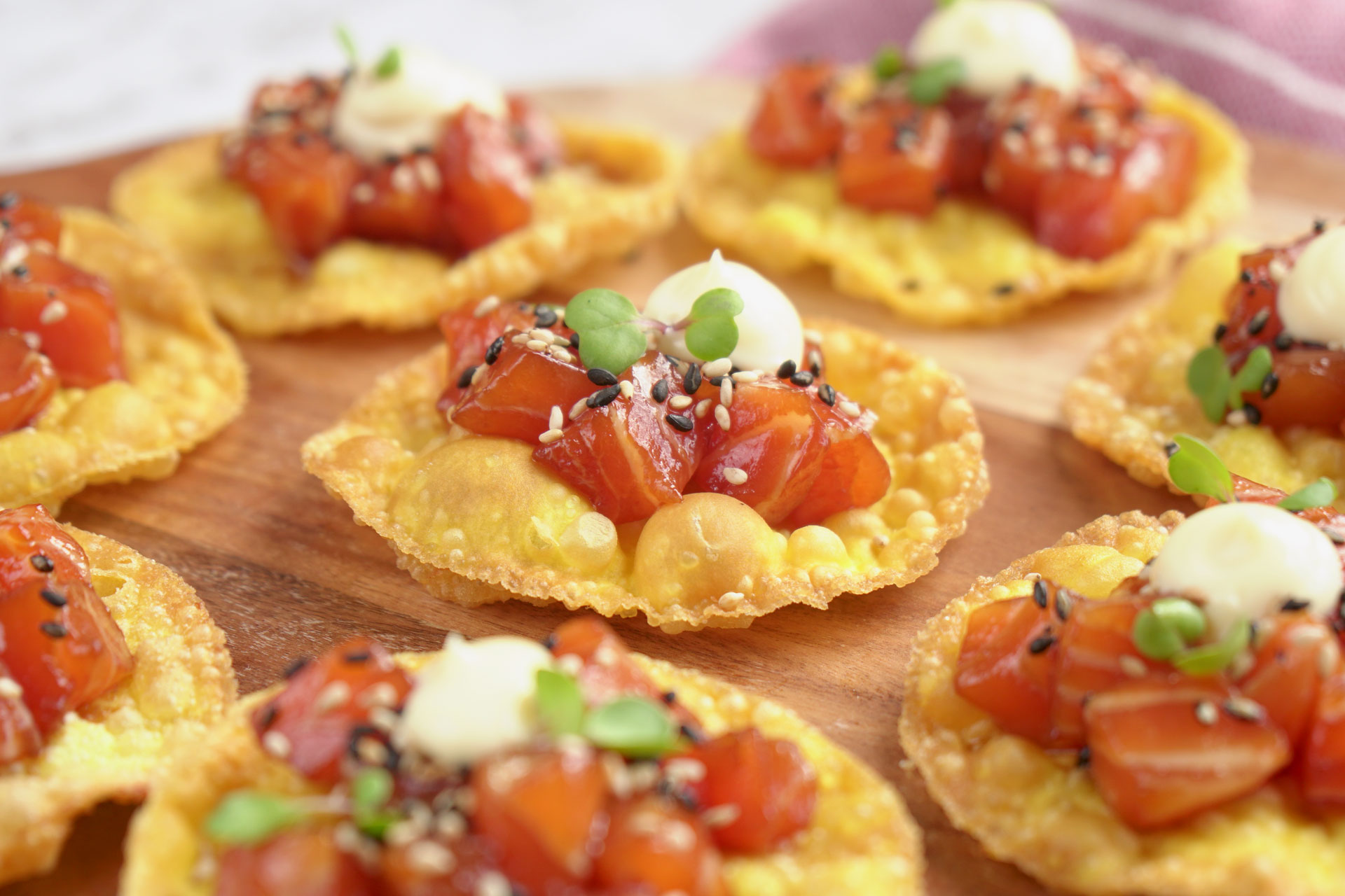 Wonton Crisps with Salmon Asian Inspirations