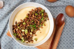 Steamed Egg with Crispy Pork