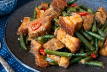 Thai Spicy Stir-Fried Crispy Pork Belly with Beans