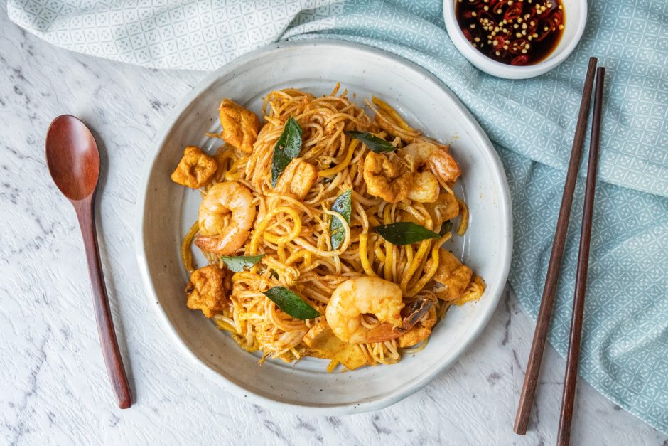 Dry Laksa Stir Fried Noodles Asian Inspirations