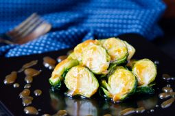 Fried Brussel Sprouts with Miso Glaze